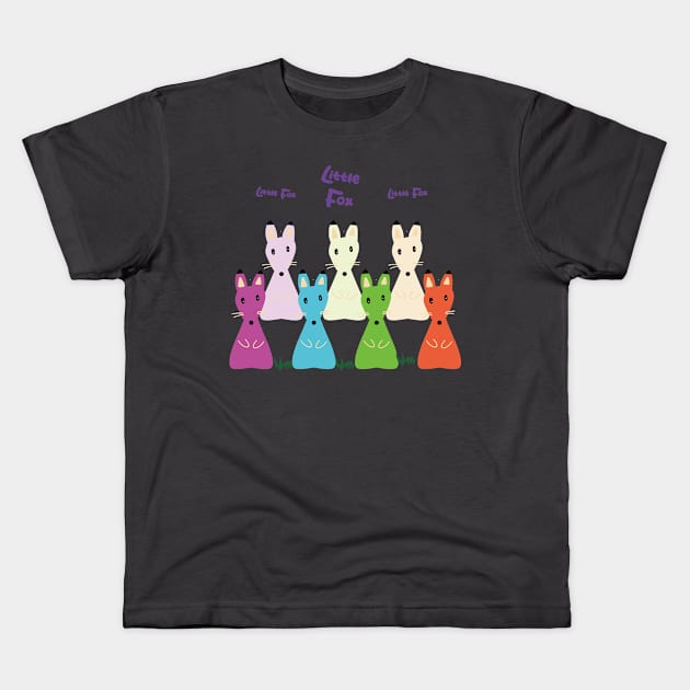 Little Cute Fox in the colorful forest Kids T-Shirt by FunnyFunPun